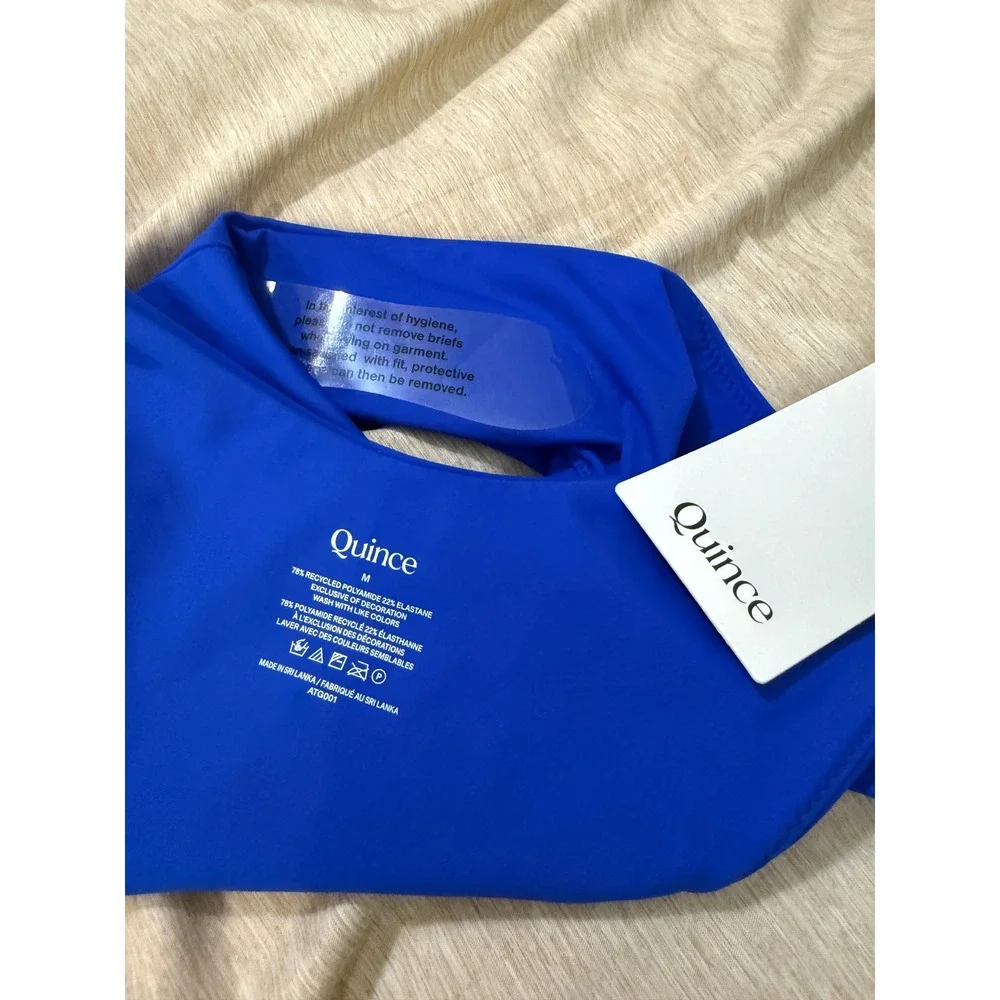 quince italian high-leg bikini bottom swimsuit electric blue, women size medium
